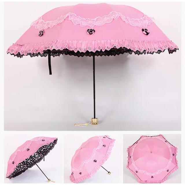 折り畳み傘 晴雨兼用 レディース UVカット 遮熱 刺繍 雨傘日傘 紫外線 ...