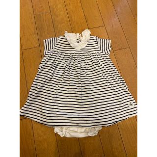 プチバトー(PETIT BATEAU)のai様専用　プチバトー　ロンパース　ワンピース ボーダー　マリン　12M(ワンピース)