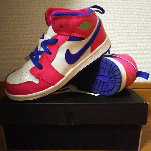 幻JORDAN 1 MID BT白PINK青ピンク黄緑NIKE AIR 16cm