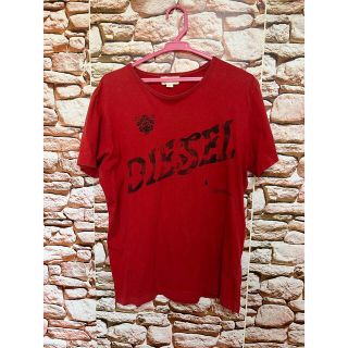 ディーゼル(DIESEL)の★DIESEL★Tシャツ レッド 赤 プリント デカロゴ  サイズM(Tシャツ/カットソー(半袖/袖なし))