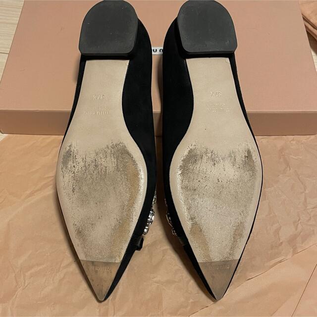 miumiu 美品 ビジューフラットシューズ 37 1/2 | eloit.com