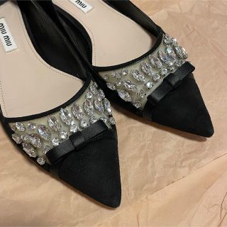 美品】miumiu ビジュー付フラットシューズ | labiela.com