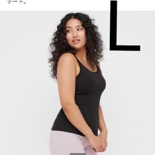 ユニクロ(UNIQLO)のユニクロ　エアリズムコットンリブブラタンクトップ　ブラック　L(タンクトップ)