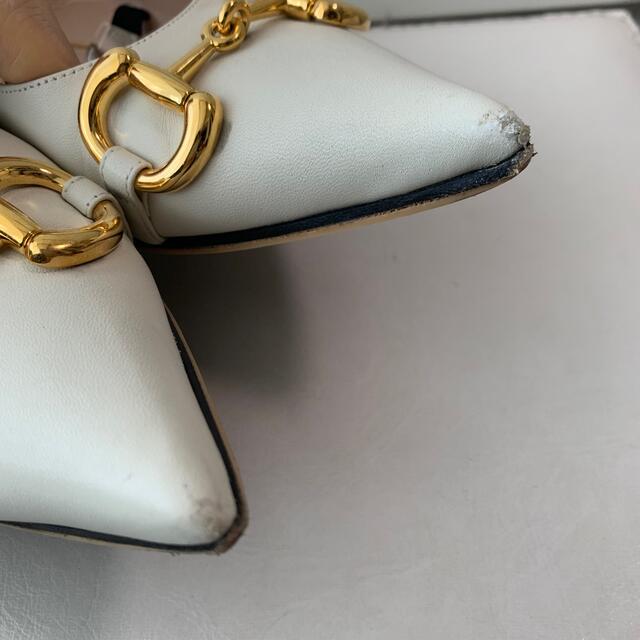 GUCCI ホワイトレザー ホースビット パンプス