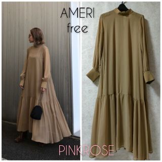 アメリヴィンテージ(Ameri VINTAGE)のAMERI AIRY HIGH NECKED DRESS   訳あり　S~M(ロングワンピース/マキシワンピース)