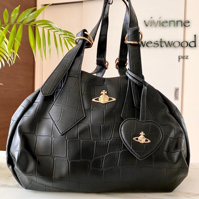 VivienneWestwood 型押しレザーバッグ-