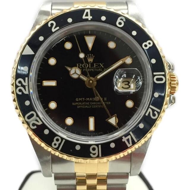 ☆☆ROLEX ロレックス GMTマスター2 コンビ 16713 ブラック×イエローゴールド 自動巻き メンズ 腕時計 ケース有