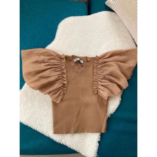 ザラ(ZARA)の【タグ付き】ZARA ザラ コントラストニットトップス(カットソー(半袖/袖なし))