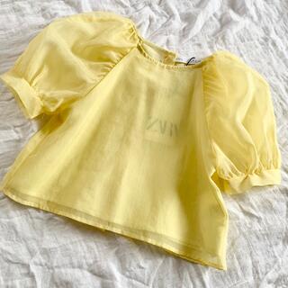 ザラキッズ(ZARA KIDS)の値下✨ZARA  kids  122cmイエローパフスリーブトップス(ワンピース)