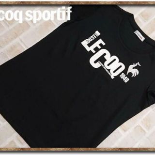 ルコックスポルティフ(le coq sportif)のルコック　プリント入りカットソー　黒(カットソー(半袖/袖なし))