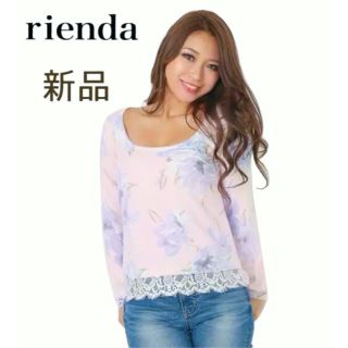 リエンダ(rienda)の新品　リエンダ　花柄　レース　rienda　フラワー　トップス　ピンク　ニット(ニット/セーター)