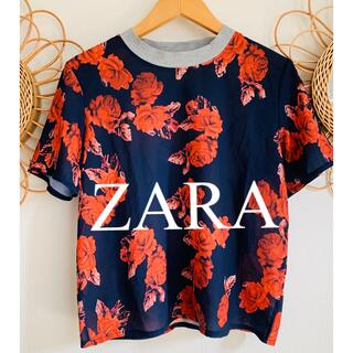 ザラ(ZARA)のZARA ザラ　トップス　Tシャツ　カットソー　ブラウス　花柄　シアー　人気(Tシャツ(半袖/袖なし))