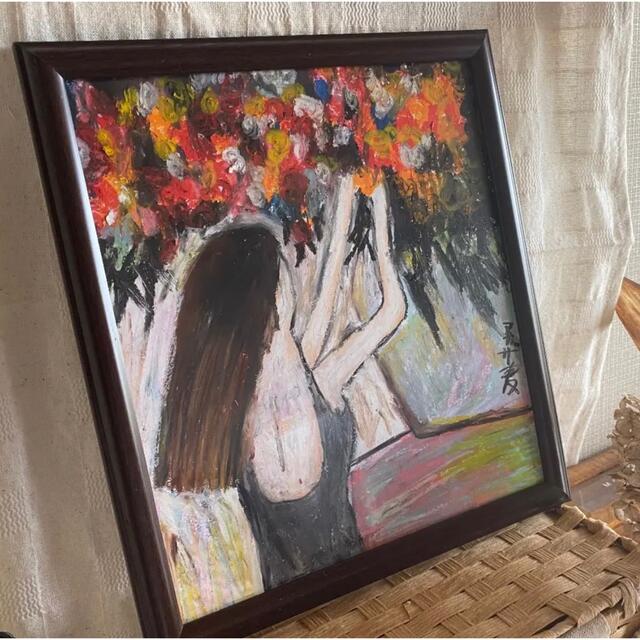絵画 。壁掛け絵原画手描き【花瓶を片付けている少女】 | grupozip.mx