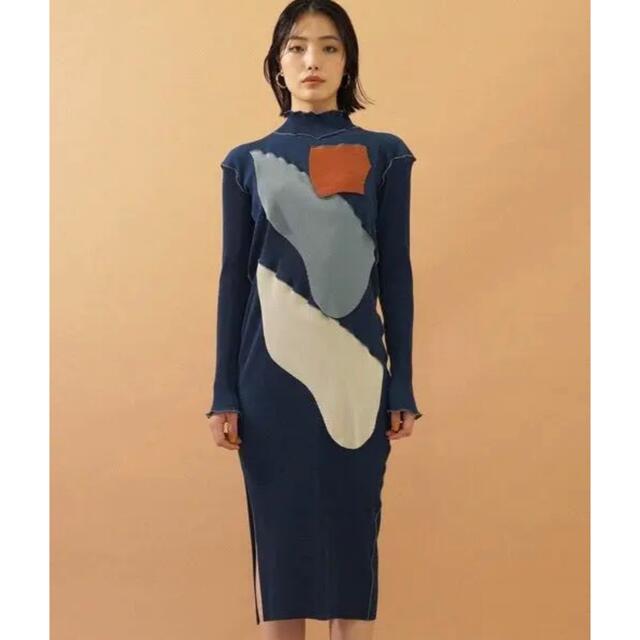 kotohayokozawa ロングスリーブドレス ブルー | themayura.com