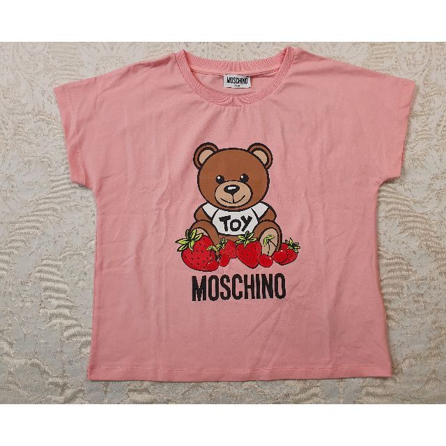 新品・未使用】MOSCHINO KIDS ロゴストロベリーTシャツピンク14Y