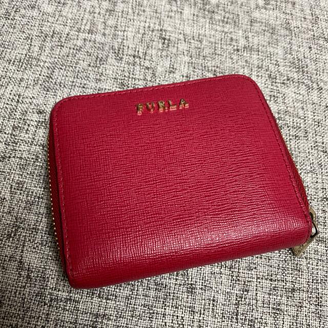 【使用感あり】FURLA折りたたみ財布／赤ピンク