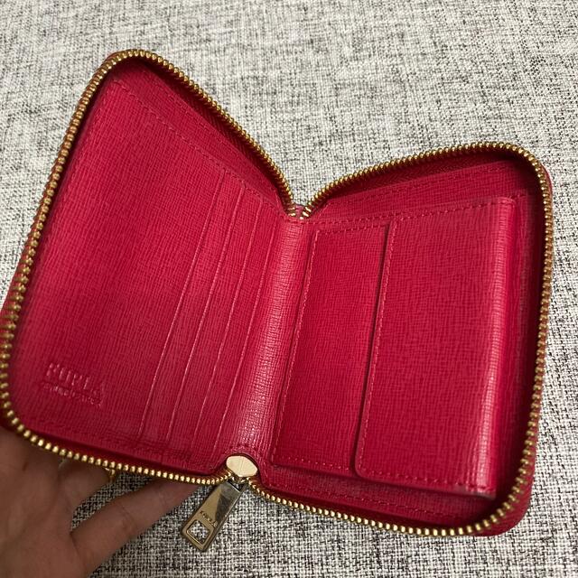 ☆未使用品☆FURLA フルラ 二つ折りコンパクト財布 赤xピンク