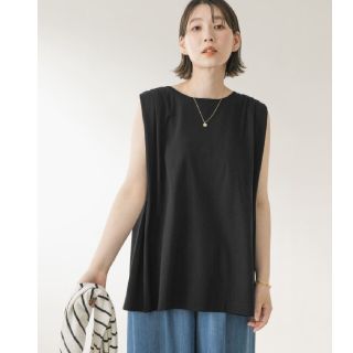 アーバンリサーチロッソ(URBAN RESEARCH ROSSO)のF by ROSSO　汗ジミ防止ノースリーブチュニックTシャツ【BLACK】(Tシャツ(半袖/袖なし))