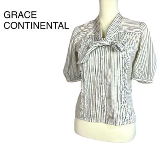 グレースコンチネンタル(GRACE CONTINENTAL)の完売品　グレースコンチネンタル　ボウタイカラーシャツ　半袖　コットン M～L(シャツ/ブラウス(半袖/袖なし))