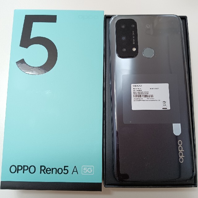 OPPO(オッポ)のOPPO Reno5 A eSIM A103OP シルバーブラック　新品同様！ スマホ/家電/カメラのスマートフォン/携帯電話(スマートフォン本体)の商品写真