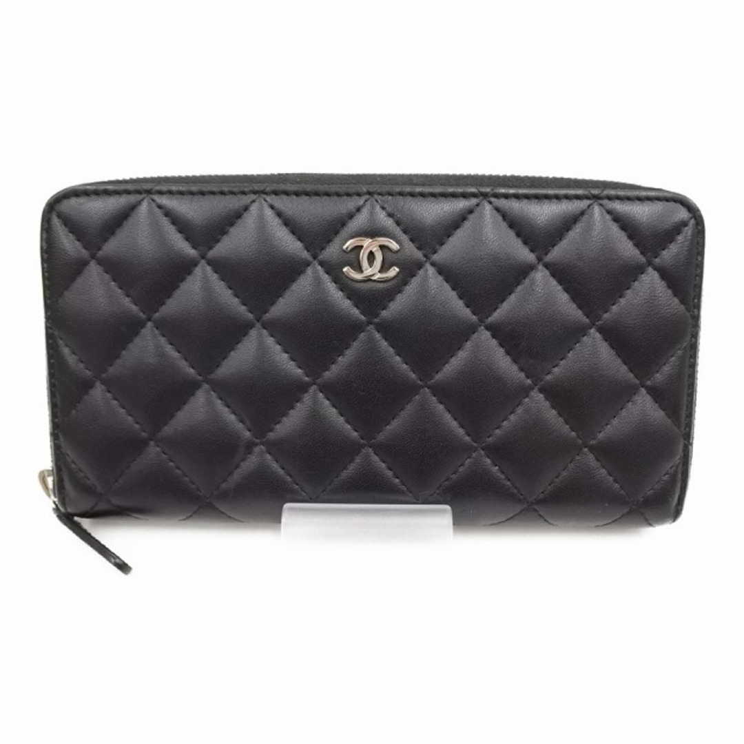 □□CHANEL シャネル マトラッセ　ラウンドファスナー 25353253 ブラック