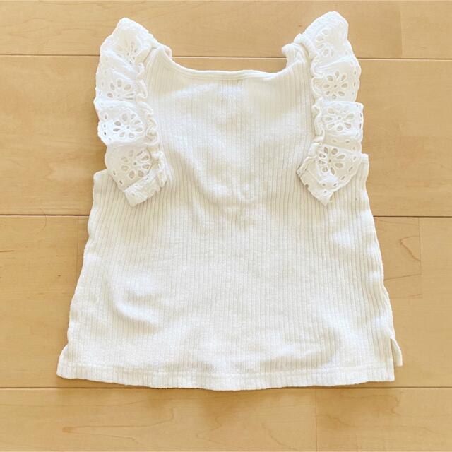 petit main(プティマイン)の【petit main 】肩フリルテレコTシャツ キッズ/ベビー/マタニティのキッズ服女の子用(90cm~)(Tシャツ/カットソー)の商品写真