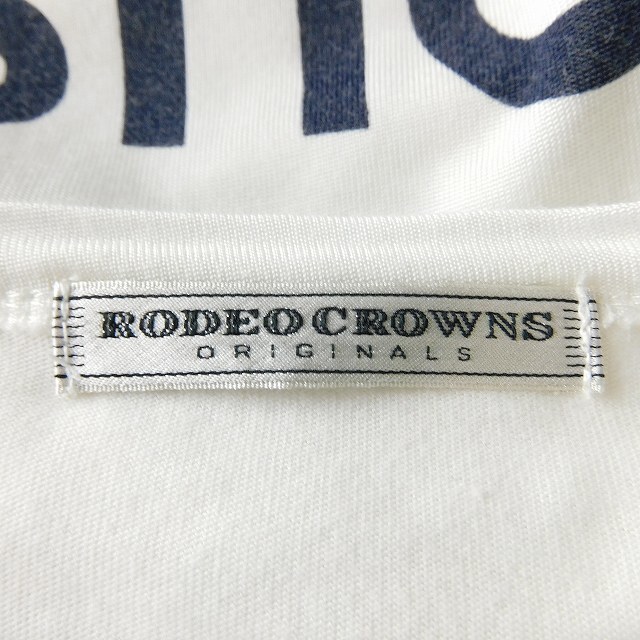 ロデオクラウンズ Tシャツ カットソー 七分袖 クルーネック 総柄 S 白