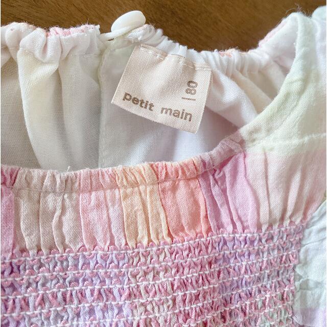 petit main(プティマイン)のプチマイン🌸パステルカラーチェック柄コットンワンピース キッズ/ベビー/マタニティのベビー服(~85cm)(ワンピース)の商品写真