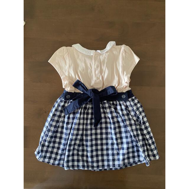 petit main(プティマイン)のK様専用🌸リボン付きネイビーチェックワンピース キッズ/ベビー/マタニティのベビー服(~85cm)(ワンピース)の商品写真