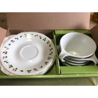 コレール(CORELLE)の未使用　美品ビンテージコレールチェリー柄　カップ&ソーサー5客(グラス/カップ)