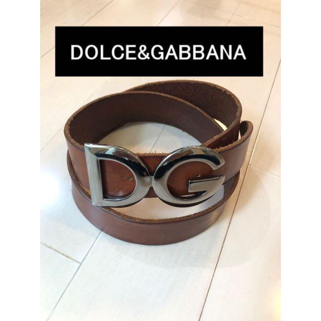 DOLCE&GABBANA(ドルチェアンドガッバーナ)のドルチェ&ガッバーナ DGロゴバックル ベルト ブラウン×シルバー 82～92㎝ メンズのファッション小物(ベルト)の商品写真