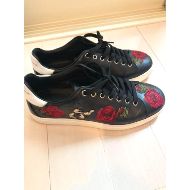 美品◇DOLCE&GABBANA カウボーイ ローズ レザースニーカー イタリア-