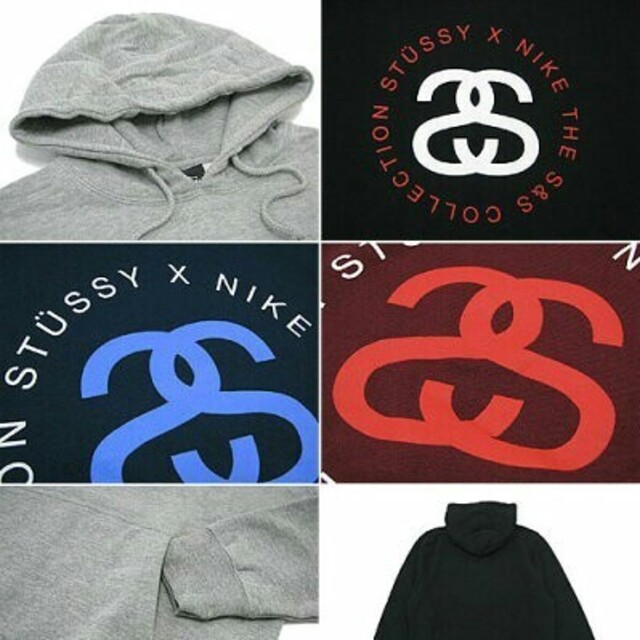 【希少デザイン】STUSSY センターSSリンクロゴ スウェット パーカー M