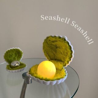 MOUFEELPOU シェル型小物入れ 貝殻 グリーン パープル(小物入れ)