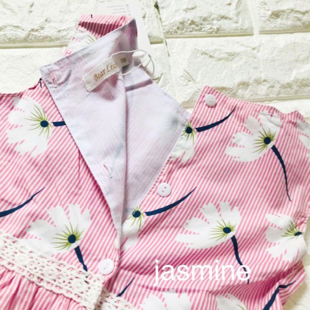 100  Aライン ノースリーブ  花柄ワンピース ピンク キッズ/ベビー/マタニティのキッズ服女の子用(90cm~)(ワンピース)の商品写真