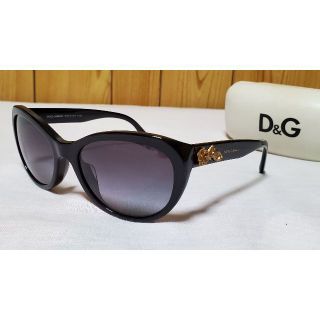 ドルチェアンドガッバーナ(DOLCE&GABBANA)の正規レア ドルチェ＆ガッバーナ ロゴ バロックローズ キャットアイサングラス 黒(サングラス/メガネ)