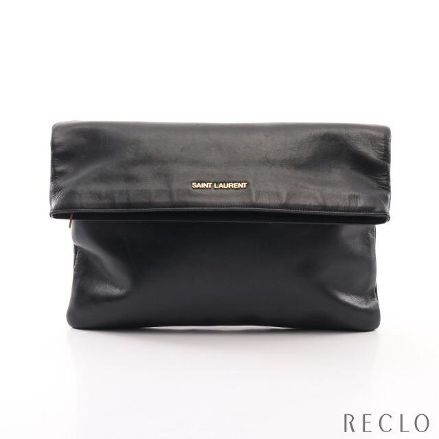 サンローラン クラッチバッグ レザー ブラック ロゴ 【SEAL限定商品