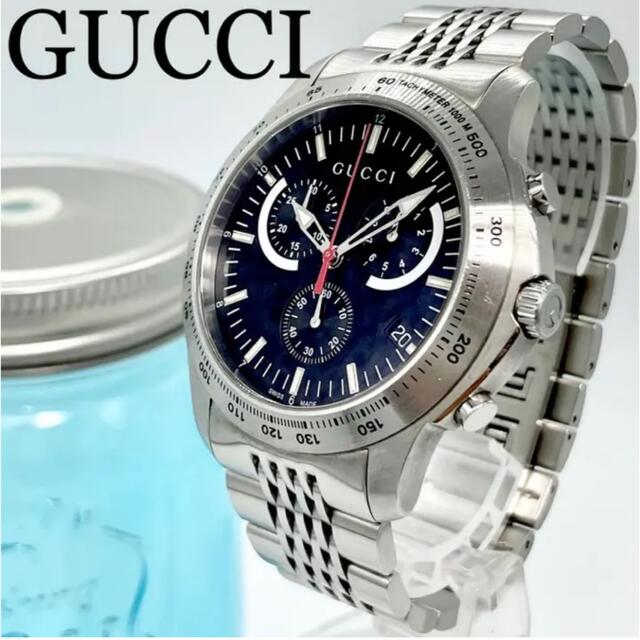 Gucci -  GUCCI  グッチ時計　メンズ腕時計　クロノグラフ　ブラック　美品