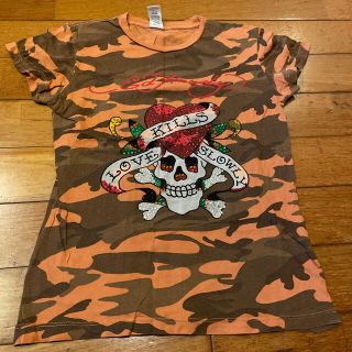 エドハーディー(Ed Hardy)のエドハーディー　迷彩スカルハートスパンコール Tシャツ Sサイズ(Tシャツ/カットソー(半袖/袖なし))