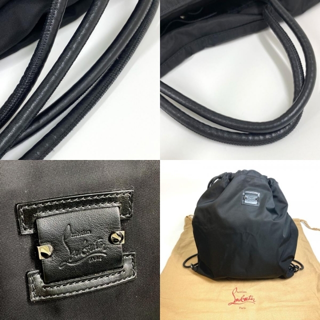 クリスチャンルブタン Christian Louboutin KALOUBI 3185156 巾着 ナップサック 2WAY トートバッグ リュックサック ナイロン ブラック