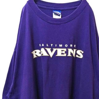 リーボック(Reebok)のリーボック NFLボルチモアレイブンズ ロゴ Tシャツ パープル紫色 XL 古着(Tシャツ/カットソー(半袖/袖なし))
