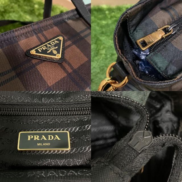 【付属品完備】Prada 2way ナイロン　チェック　トートバッグ