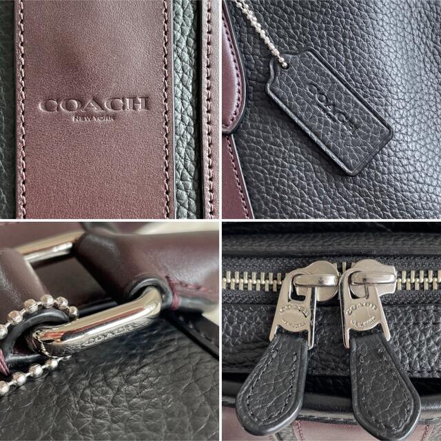 COACH(コーチ)の【美品】COACH ブリーフケース エンボスレザー 黒 A4収納可 チャーム付 メンズのバッグ(ビジネスバッグ)の商品写真