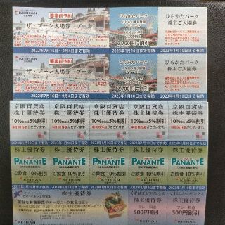 ケイハンヒャッカテン(京阪百貨店)のひらパー入園券2枚➕プール入場券2枚➕京阪施設優待 匿名配送(遊園地/テーマパーク)