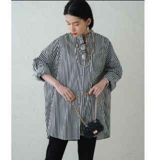 ラウンジドレス(Loungedress)のラウンジドレス　バンドカラーストライプシャツ(シャツ/ブラウス(長袖/七分))