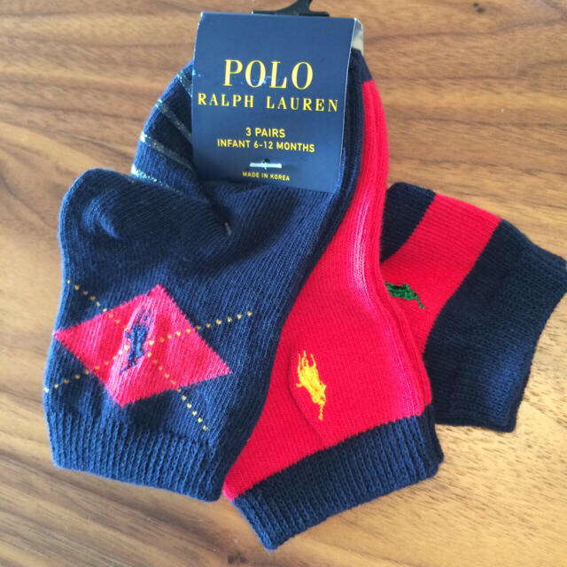 Ralph Lauren(ラルフローレン)の新品未使用 ラルフローレンベビーソックス3足 ×2セット キッズ/ベビー/マタニティのこども用ファッション小物(靴下/タイツ)の商品写真