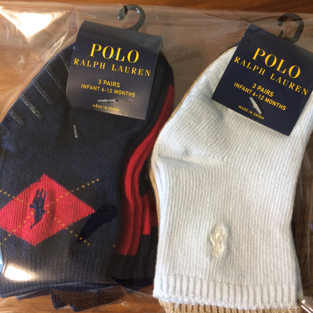 Ralph Lauren(ラルフローレン)の新品未使用 ラルフローレンベビーソックス3足 ×2セット キッズ/ベビー/マタニティのこども用ファッション小物(靴下/タイツ)の商品写真