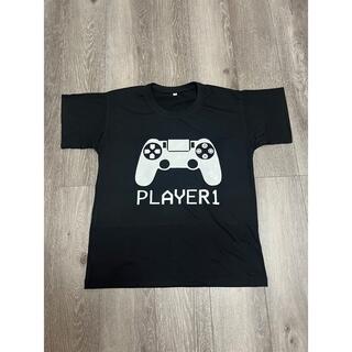 tシャツ 半袖 ブラック　プレイヤー1 PLAYER 黒　ゲーム　コントローラL(Tシャツ/カットソー(半袖/袖なし))