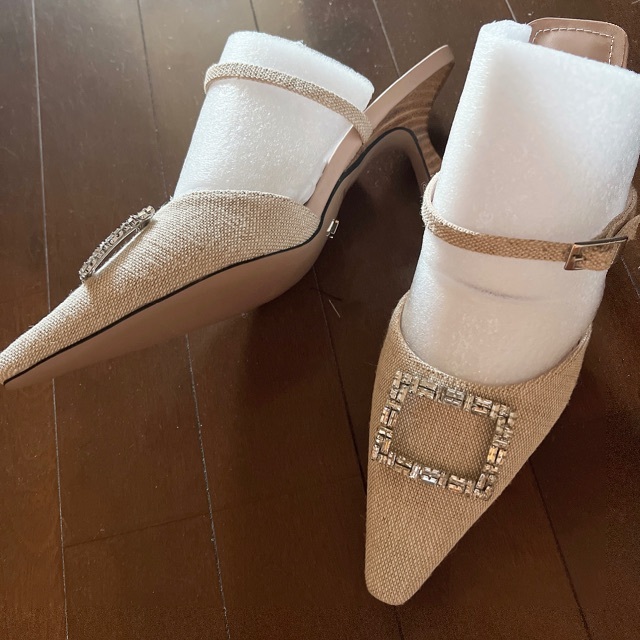 サイズ37Linen Blend Crystal Mules