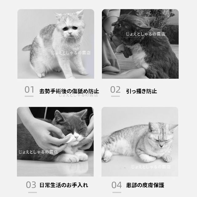 【パープルM】ソフトエリザベスカラー 術後ウェア 猫犬 皮膚病ケア 雄雌撥水防水 その他のペット用品(猫)の商品写真